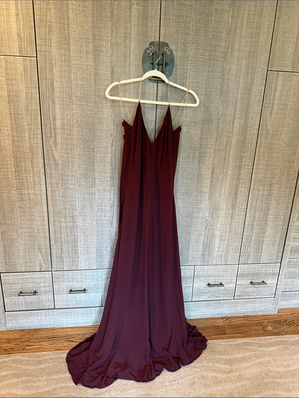 Zara The Item Chain Details Maxi Dress‎ in Deep Burgundy